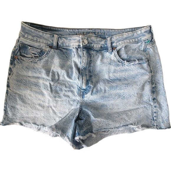 American Eagle Waist Stretch Distressed Hi Rise Size 18 Denim Shorts - Picture 1 of 9